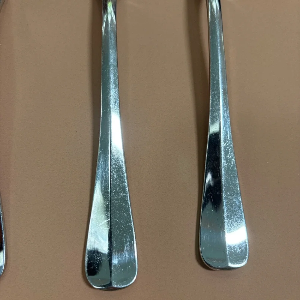 Gorham Colonial Tipt Glossy Stainless Hostess Serving Set Forks Ladle Spoon 5pc